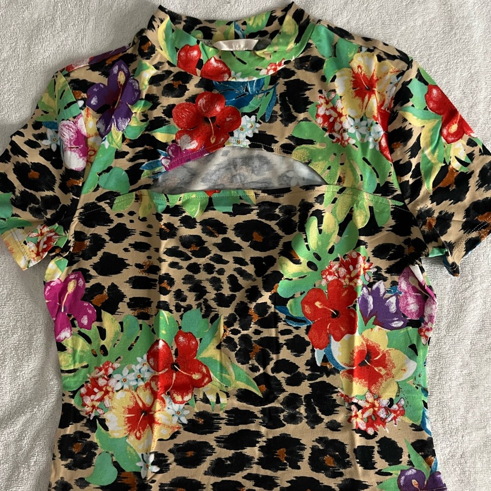 Guess Multicolor Floral Leopard Top